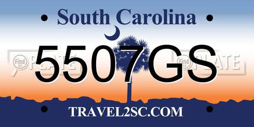 5507GS South Carolina License Plate
