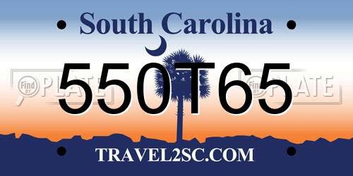 550T65 South Carolina License Plate