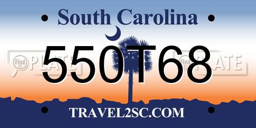 550T68 South Carolina License Plate