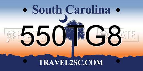 550TG8 South Carolina License Plate