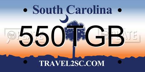 550TGB South Carolina License Plate