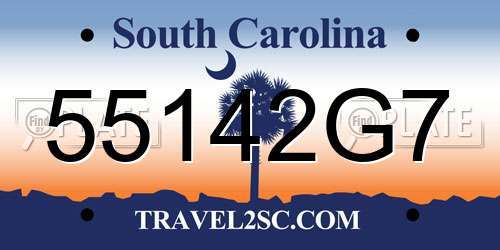 55142G7 South Carolina License Plate