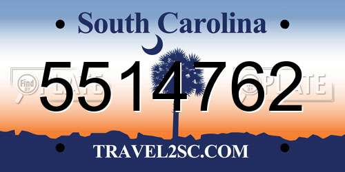5514762 South Carolina License Plate