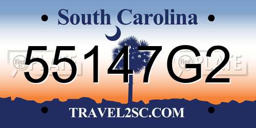 55147G2 South Carolina License Plate