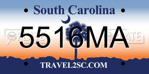 5516MA South Carolina License Plate
