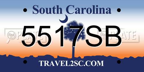 5517SB South Carolina License Plate