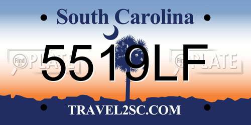 5519LF South Carolina License Plate