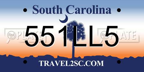 551LL5 South Carolina License Plate