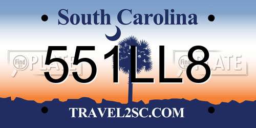 551LL8 South Carolina License Plate