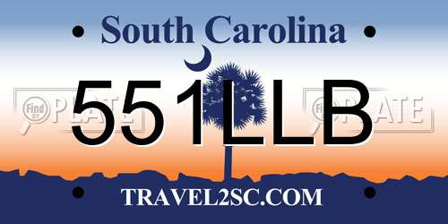 551LLB South Carolina License Plate