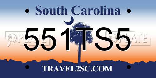 551TS5 South Carolina License Plate