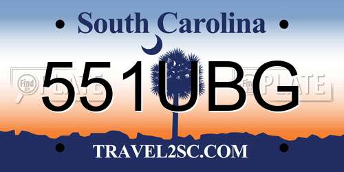 551UBG South Carolina License Plate