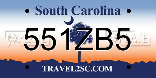 551ZB5 South Carolina License Plate