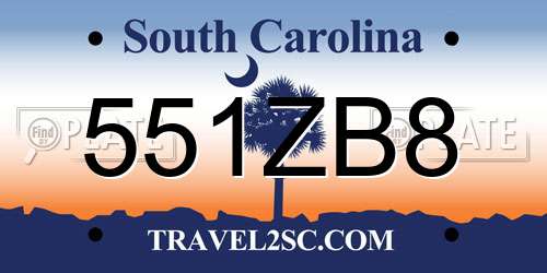 551ZB8 South Carolina License Plate
