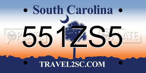 551ZS5 South Carolina License Plate