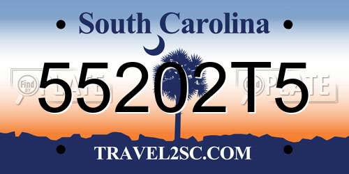 55202T5 South Carolina License Plate