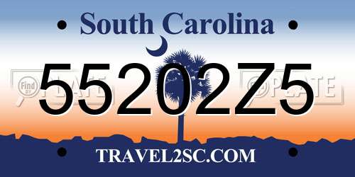 55202Z5 South Carolina License Plate