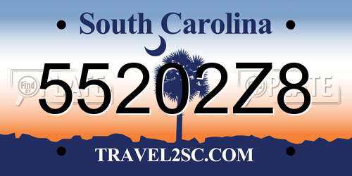 55202Z8 South Carolina License Plate
