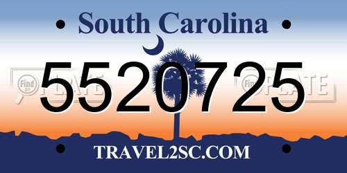 5520725 South Carolina License Plate