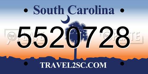 5520728 South Carolina License Plate