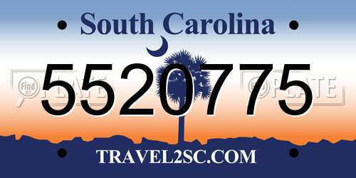 5520775 South Carolina License Plate