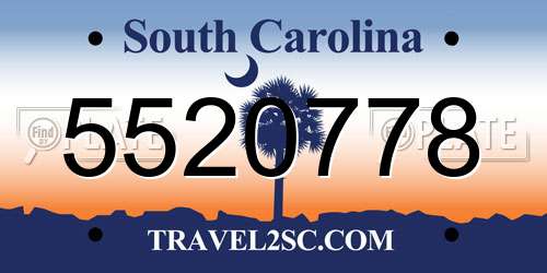 5520778 South Carolina License Plate