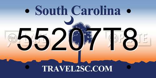 55207T8 South Carolina License Plate