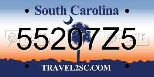 55207Z5 South Carolina License Plate