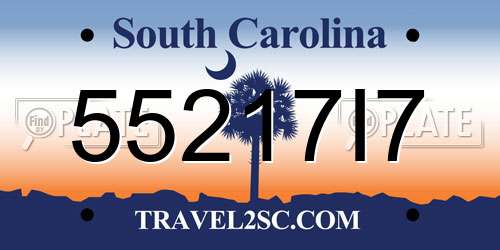 55217I7 South Carolina License Plate