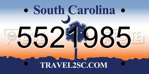 5521985 South Carolina License Plate