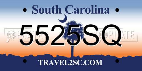 5525SQ South Carolina License Plate
