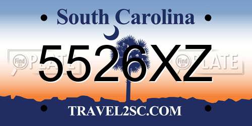 5526XZ South Carolina License Plate