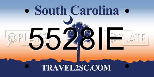 5528IE South Carolina License Plate