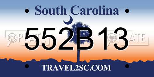 552B13 South Carolina License Plate