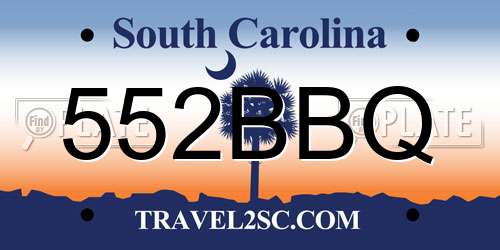 552BBQ South Carolina License Plate