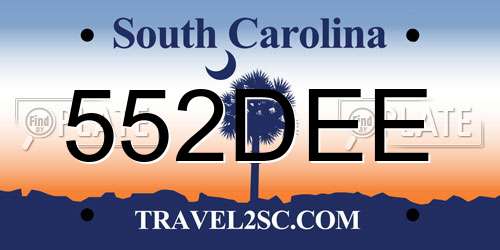 552DEE South Carolina License Plate