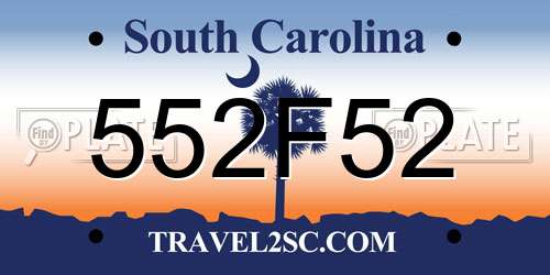 552F52 South Carolina License Plate