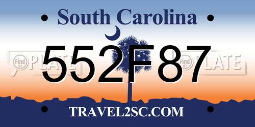 552F87 South Carolina License Plate