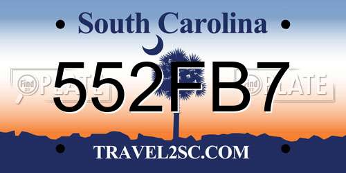 552FB7 South Carolina License Plate