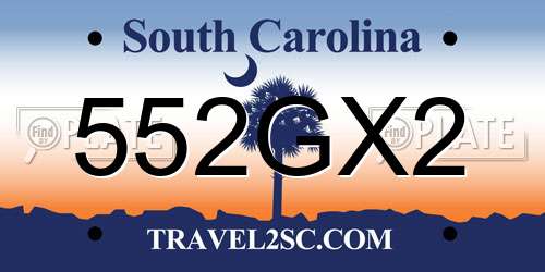 552GX2 South Carolina License Plate
