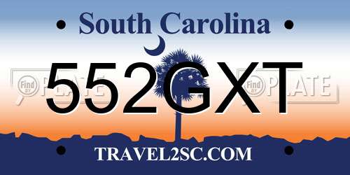 552GXT South Carolina License Plate
