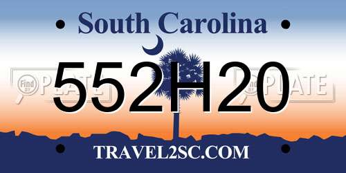 552H20 South Carolina License Plate