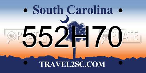 552H70 South Carolina License Plate