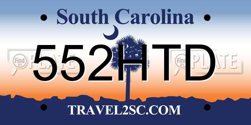 552HTD South Carolina License Plate