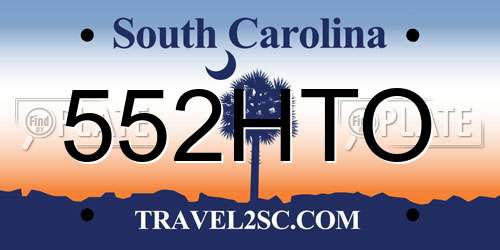 552HTO South Carolina License Plate