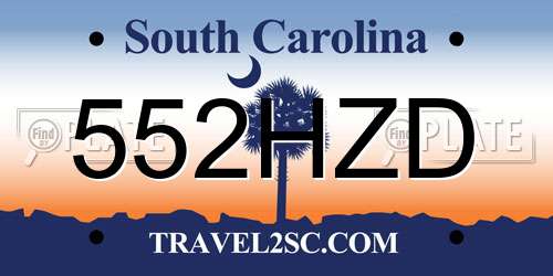 552HZD South Carolina License Plate