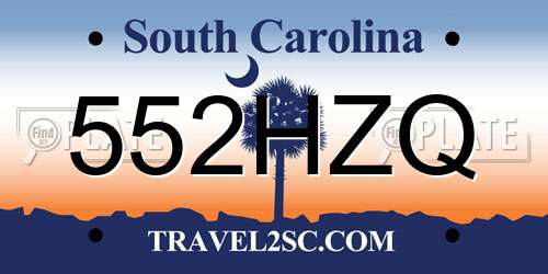 552HZQ South Carolina License Plate