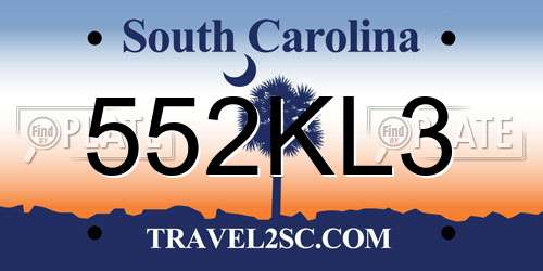 552KL3 South Carolina License Plate