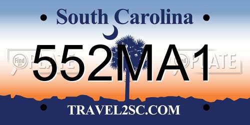 552MA1 South Carolina License Plate