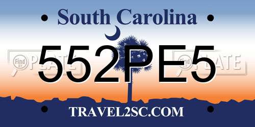 552PE5 South Carolina License Plate